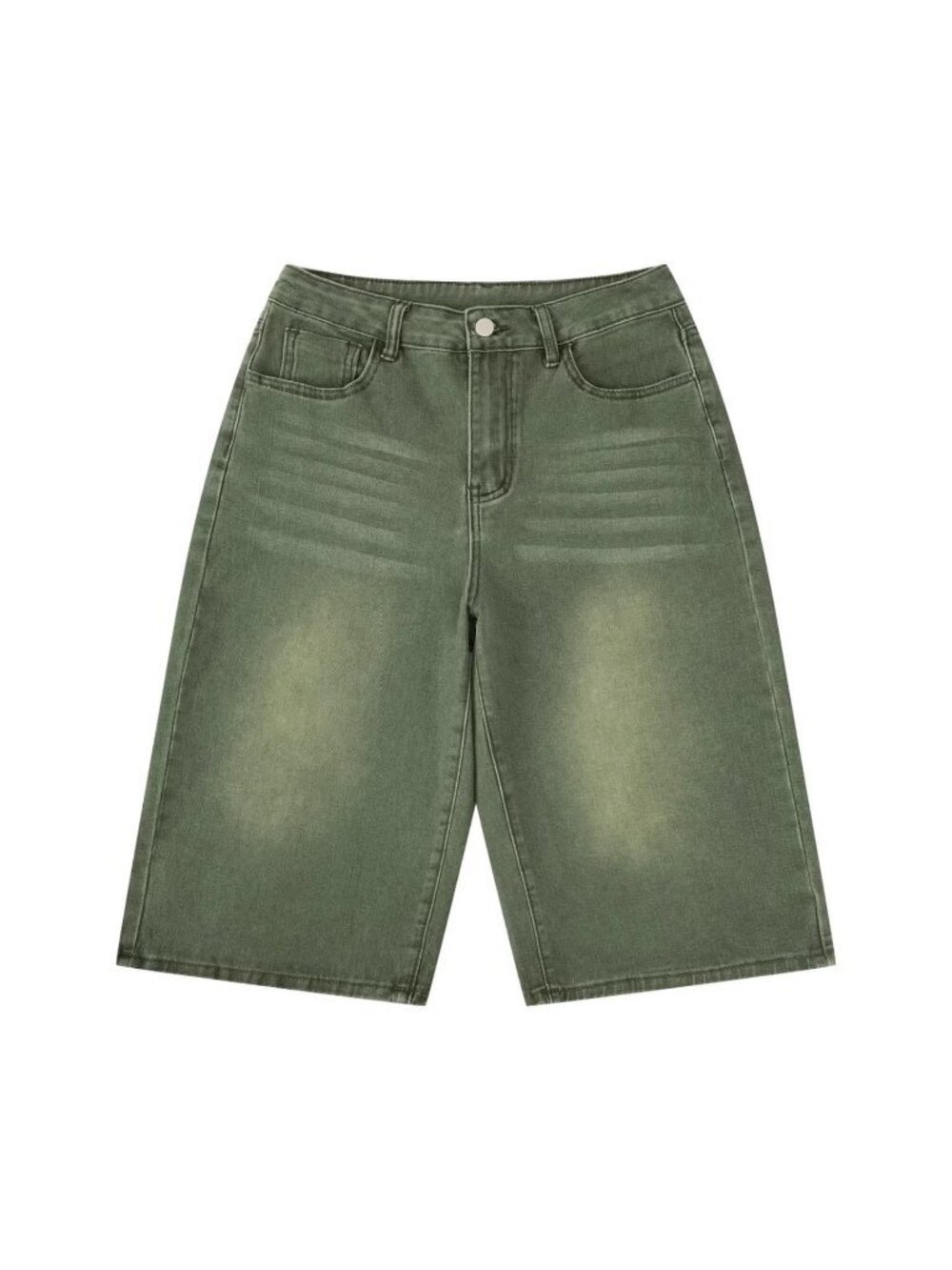 Green Casual Women's Denim Bermuda Shorts with Pockets - Picture 5 of 6